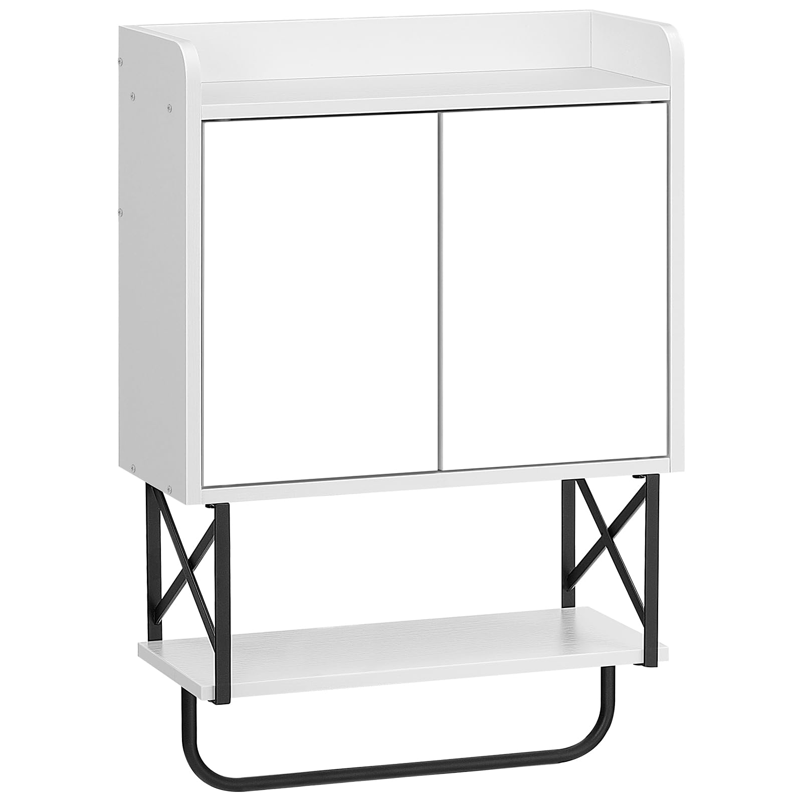 HOOBRO Medicine Wall Cabinet with Mirror, Bathroom Storage Cabinet with Hidden Space and Towel Bar, Double Mirrored Doors, Detachable Shelf, for Bathroom, Living Room, White BW41CW01