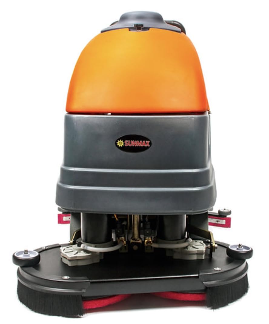 SUNMAX RT120 34" Self-Propelled Commercial Floor Scrubber Machine - 33-Gal Tank, Dual Brushes, Battery Powered, High Efficiency for Large Areas