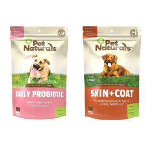 pet naturals daily probiotic for dogs, 160 chews & skin and coat for dogs, 30 chews