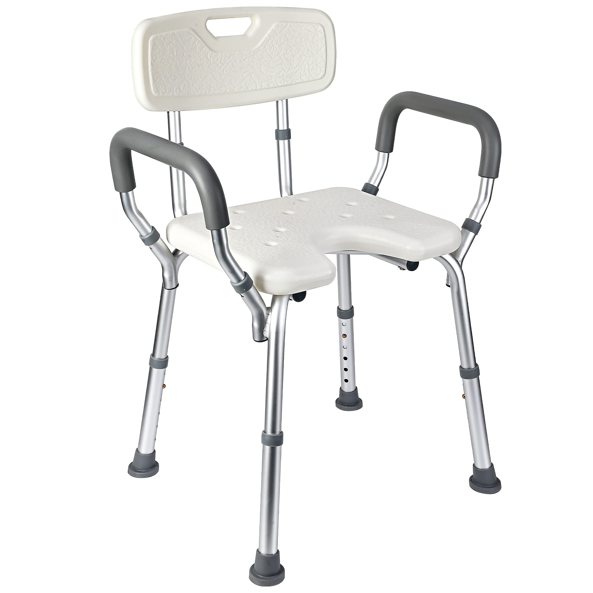 U Shower Chair Seat for Senior up to 350lb Capacity with Padded Armrests for Bathtub Slip Resistant Shower Seat Adjustable Height Shower Chair