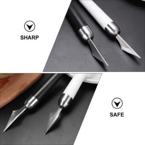 VILLCASE Fruit Carving Knife, Stainless Steel Fruit Carving Fruits Diy Graver Food Craft Engraving Cutting Tool Diy Food Carving Mold For Home Kitchen 2pcs