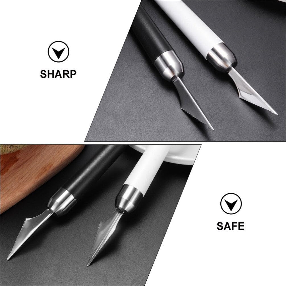 VILLCASE Fruit Carving Knife, Stainless Steel Fruit Carving Fruits Diy Graver Food Craft Engraving Cutting Tool Diy Food Carving Mold For Home Kitchen 2pcs