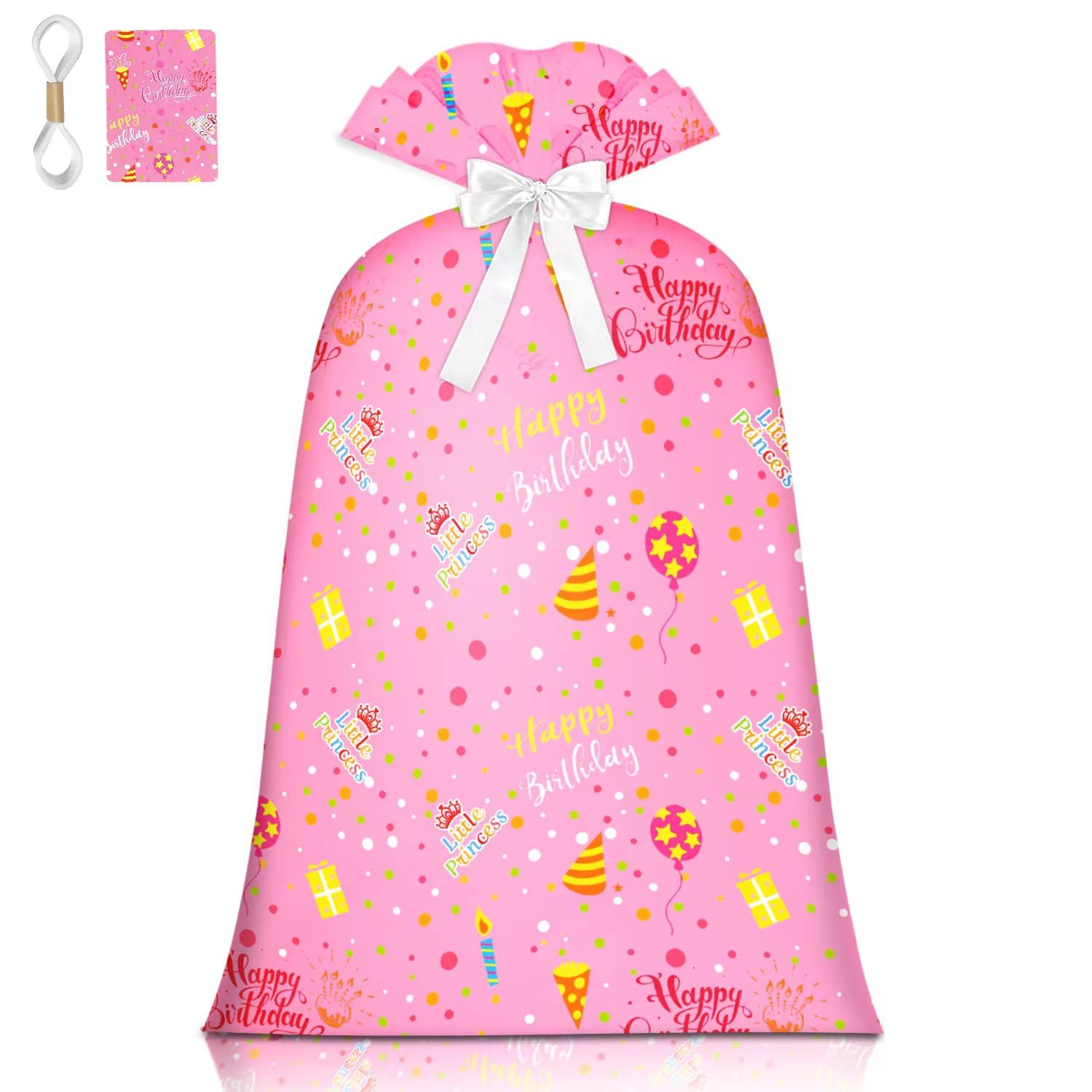 Extra Large Gift Bag for Girl Birthday Gift Bag Jumbo Gift Bag,Bday Pink Gift Bag Giant Gift Bag Plastic Oversized Gift Bag Huge Gift Wrap Bag Birthday Bag Wrapping Bag for Large Gift(48inch 1Pack)