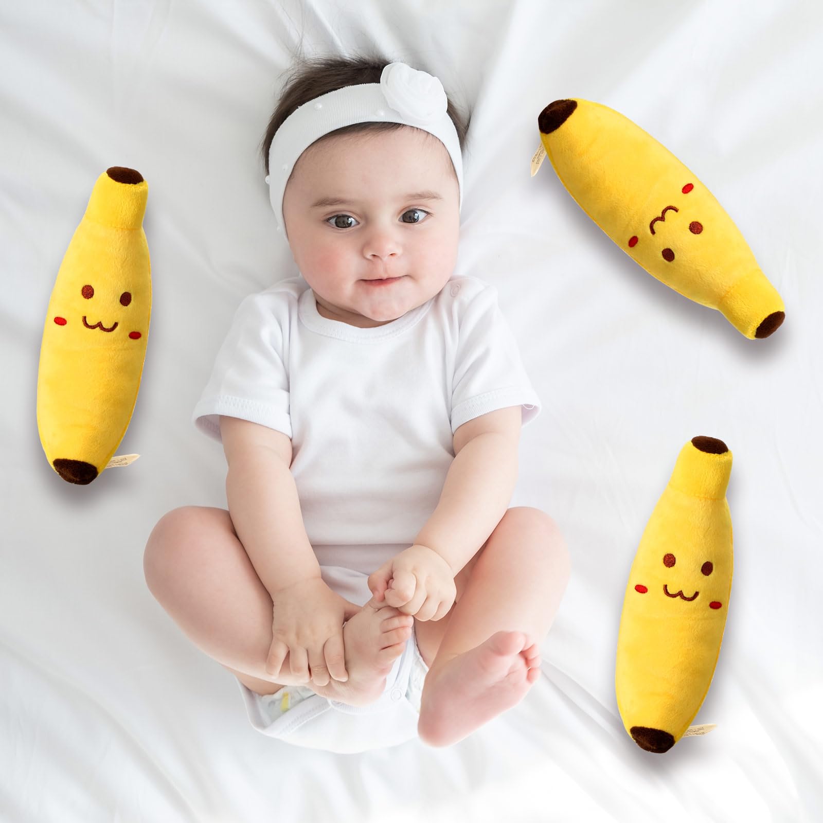 Hiboom 12 Pcs Banana Plush Pillow Stuffed 7.87 Inch, Plush Toys Banana Pillow, Cute Fruit Toy, Soft and Cute Sleeping Doll, Suitable for a Neap Pillow and a Lovely Present for Boy Girl