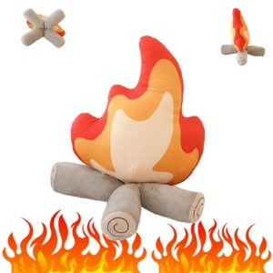 chilifuli funny campfire plush,17.7 in simulation fake campfire pillow, soft stuffed cartoon fire doll campfire firewood toys, simulation bonfire plush toy for outdoor camping room decor kids gifts