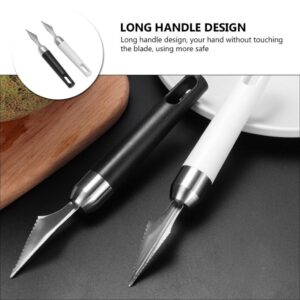 VILLCASE Fruit Carving Knife, Stainless Steel Fruit Carving Fruits Diy Graver Food Craft Engraving Cutting Tool Diy Food Carving Mold For Home Kitchen 2pcs