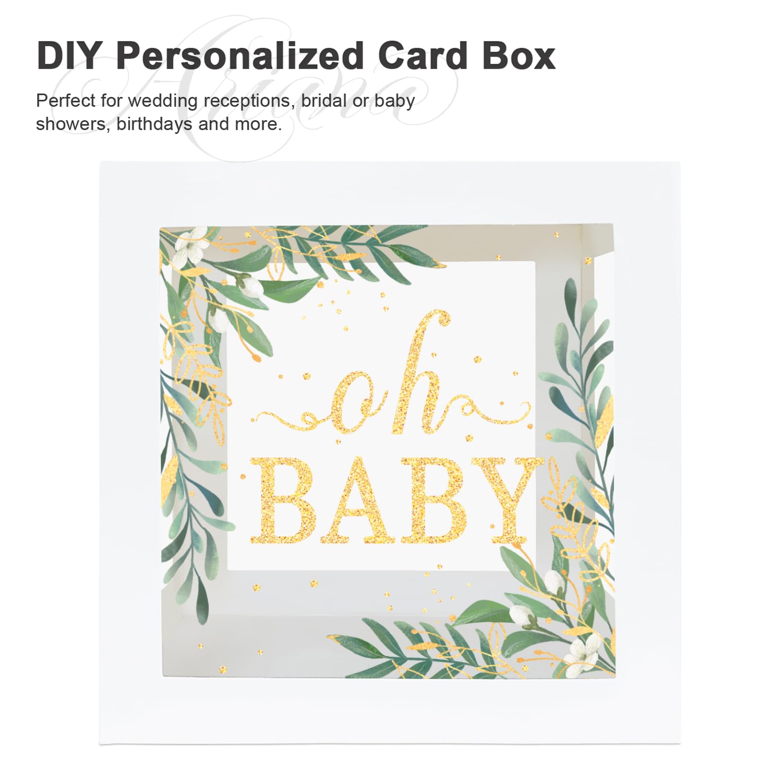 QIKSION Baby Shower Card Box for Reception, Clear with White Border Gift Card Box for Baby Showers, Wishing Well Party, Birthday, Gender Reveal