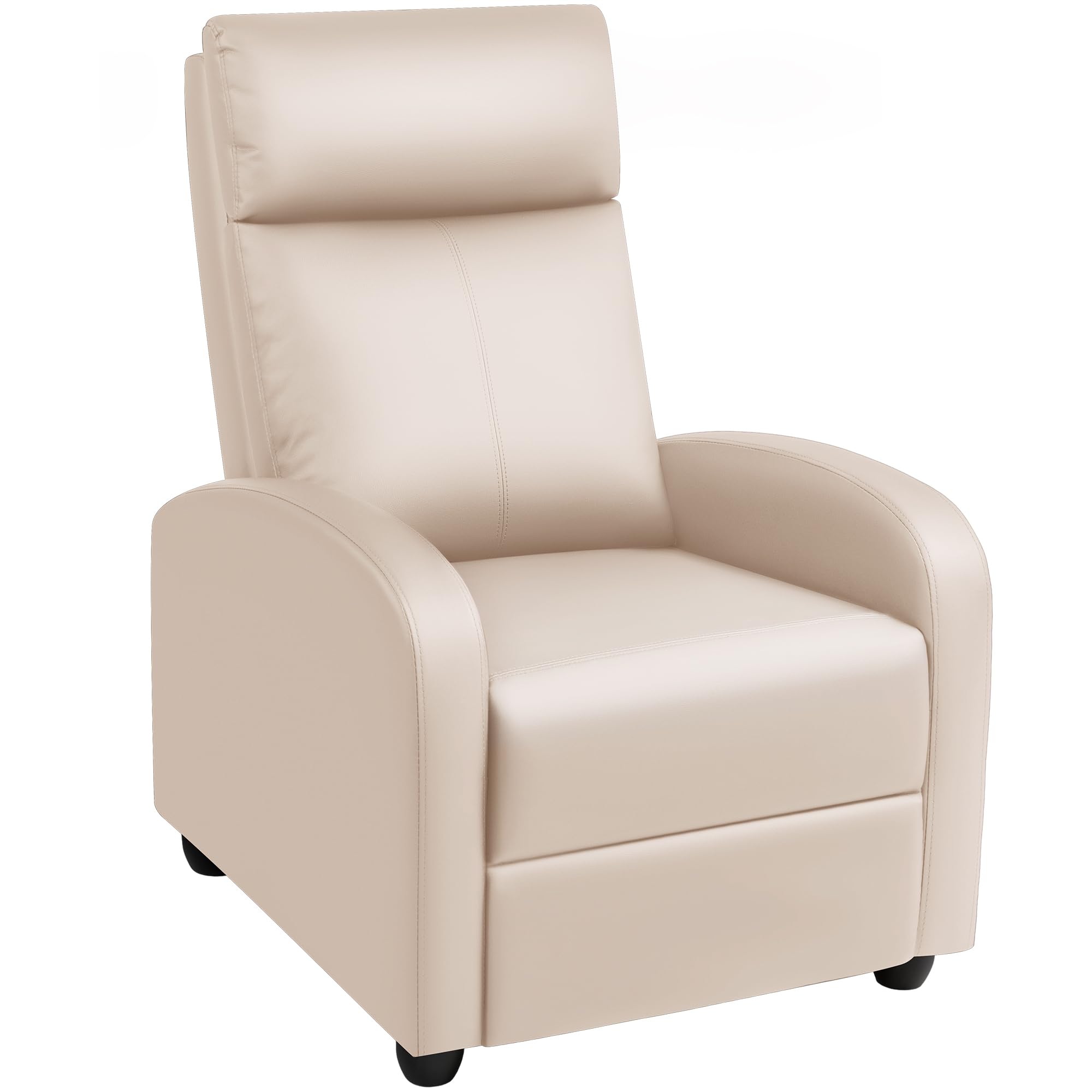 Rankok Recliner Chair Modern PU Leather Reclining Chair Ergonomic Adjustable Recliner for Living Room Home Theater Seating Single Sofa (Beige)