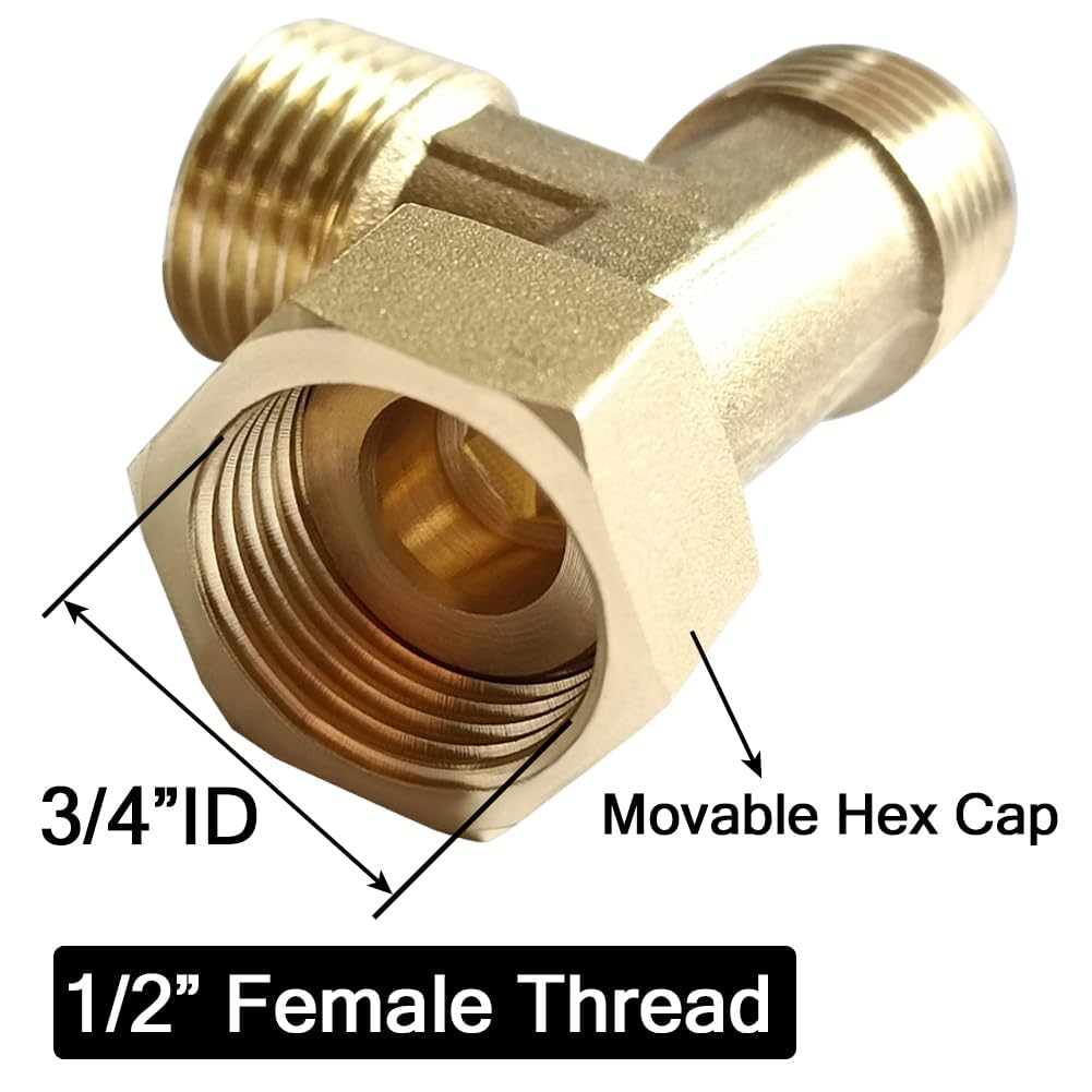 Joywayus Brass G1/2" 3 Way Diverter, Tee Shape Hose Fitting Adapter Connector, for Angle Valve Hose, Bath Shower Arm, Toilet Bidet Sprayer, Bathtub Faucet