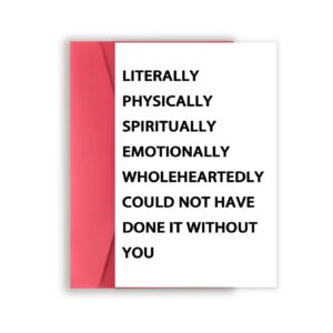 yikalus funny thank you card for mentor coworkers, great thank you gift ideas for women men, happy wedding thank you card for best friends, literally could not have done it without you