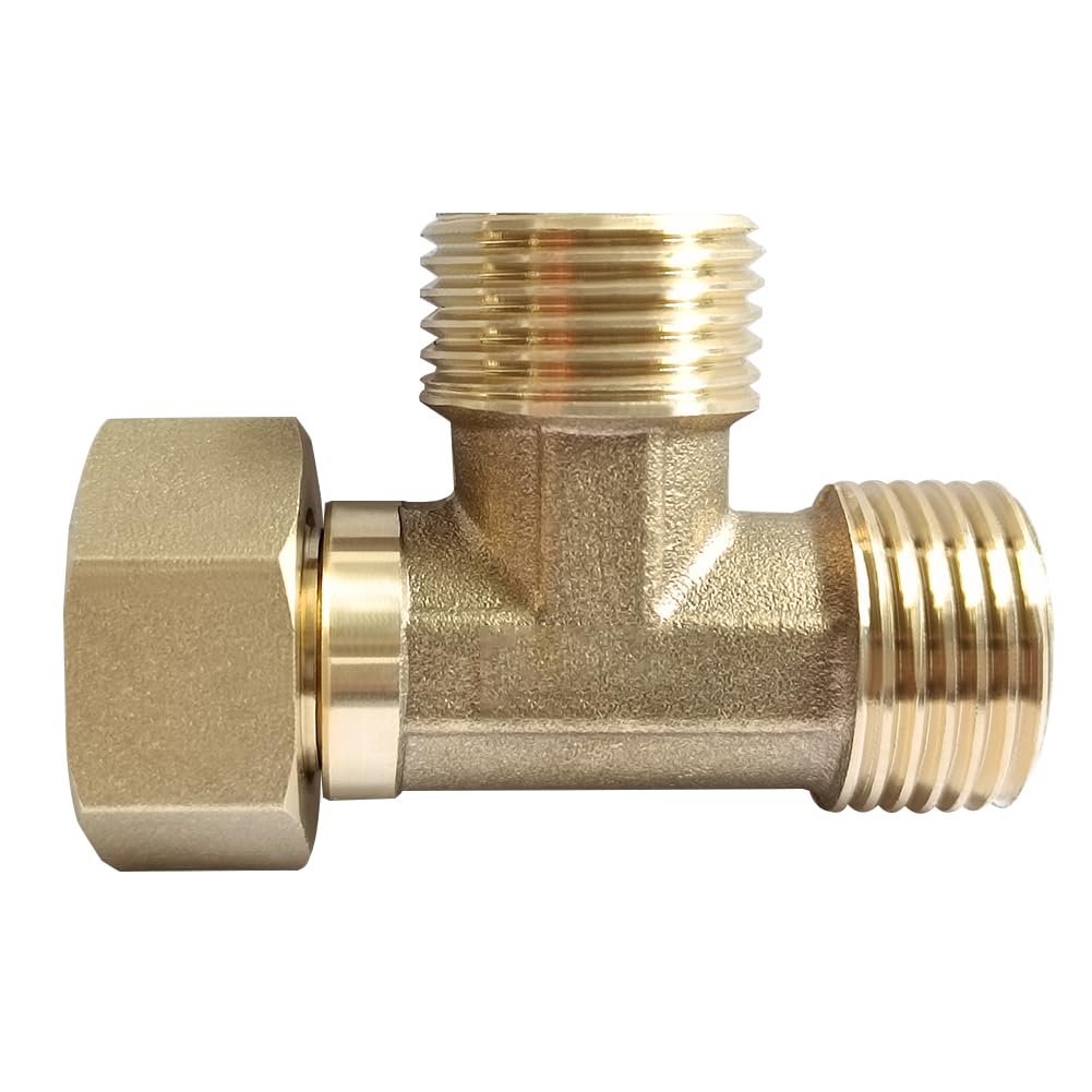 Joywayus Brass G1/2" 3 Way Diverter, Tee Shape Hose Fitting Adapter Connector, for Angle Valve Hose, Bath Shower Arm, Toilet Bidet Sprayer, Bathtub Faucet