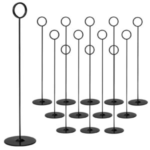 tosnail 12 pack 12" tall table number holders, place card holder picture and photo display stands, reserved table sign holder for centerpiece, food sign, memo note, wedding party table setting - black