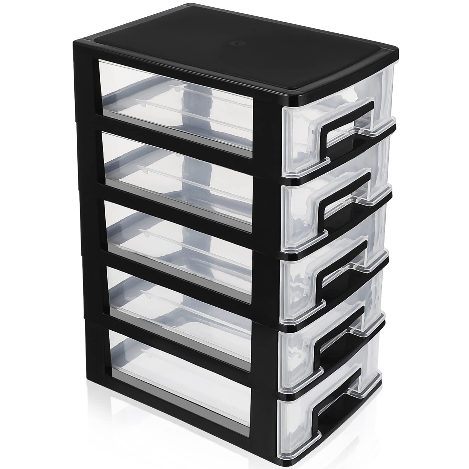 STOBAZA 5 Drawer Plastic Storage Drawer Unit, Plastic Drawers Organizer, Clear Storage Drawers, Small Makeup Containers Office Stationery Organizer Storage Bins with Drawers - 8.3 x 6 x 12.4 inch