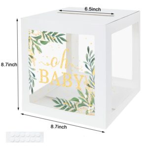 QIKSION Baby Shower Card Box for Reception, Clear with White Border Gift Card Box for Baby Showers, Wishing Well Party, Birthday, Gender Reveal