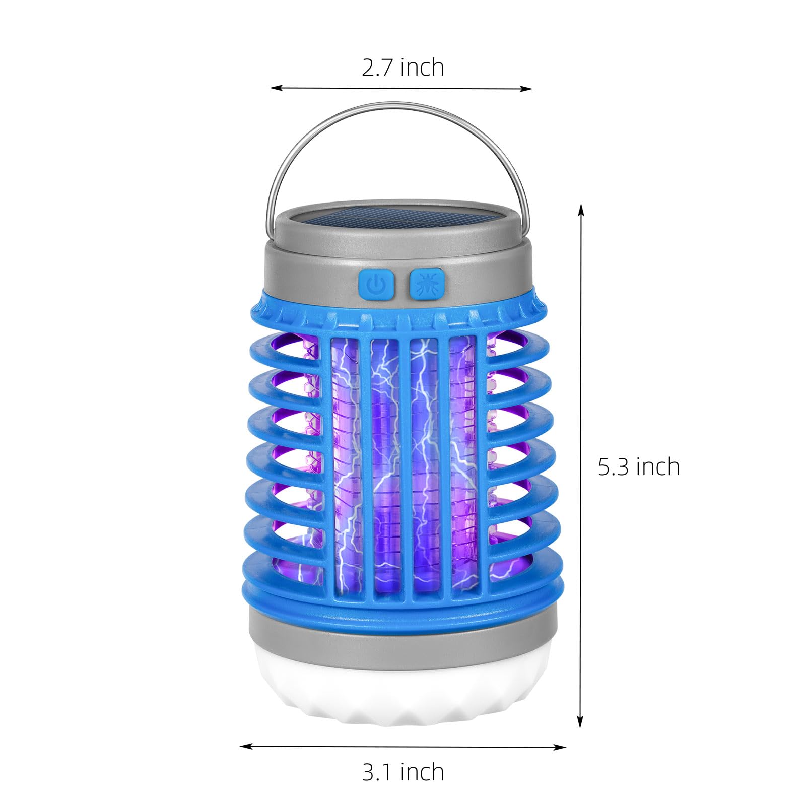 2Pack Solar Bug Zapper Light Bulb 3 in 1 Mosquitoes Killer USB Rechargeable Camping Light Flashlight,IPX6 Waterproof Portable Light Bulb Zapper Outdoor for Travel Hiking,Doorway,Corridor,Balcony,Patio