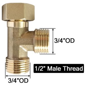 Joywayus Brass G1/2" 3 Way Diverter, Tee Shape Hose Fitting Adapter Connector, for Angle Valve Hose, Bath Shower Arm, Toilet Bidet Sprayer, Bathtub Faucet