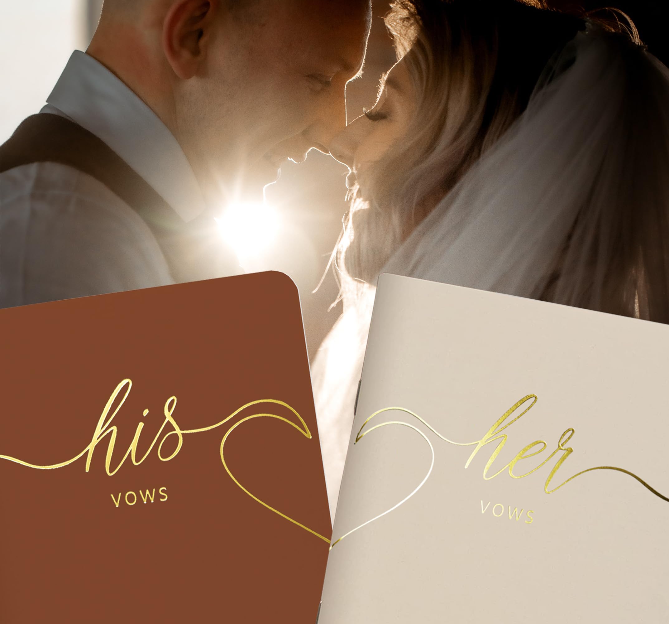 LSSH GmbH Wedding Vow Books,Original Vow Books His and Hers,Perfect Wedding Essentials for Your Wedding Day,28 Pages, 5.5" X 4" (Terracotta & beige)