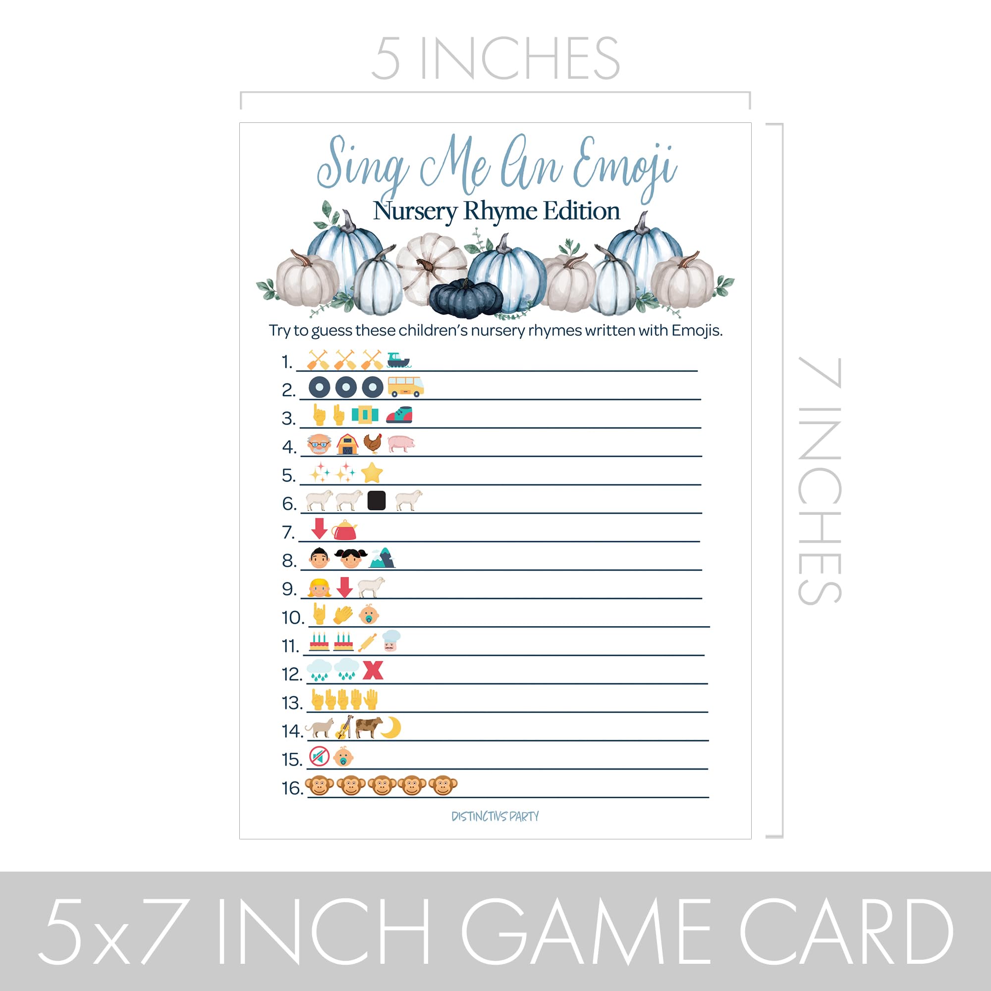 Blue Little Pumpkin Baby Shower Party Games - Animal Pregnancy and Emoji Picture Guessing Game (2 Game Bundle) - 20 Dual Sided Cards, Fall Baby Shower