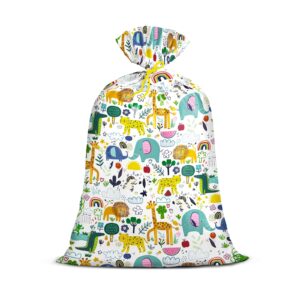 loveinside jumbo large plastic gift bag, birthday design plastic bag with tag and tie for birthday party, graduation, baby shower - 56" x 36", 1 pcs - animal