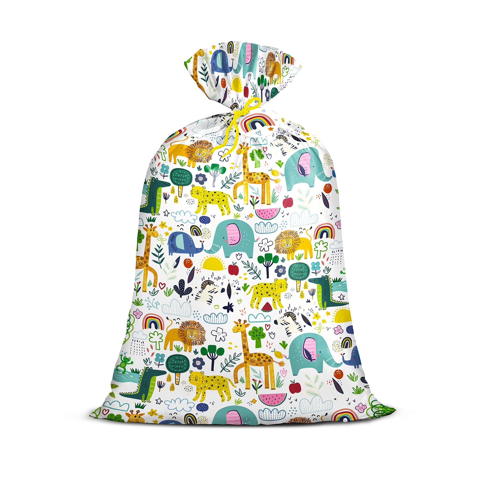 Loveinside Jumbo Large Plastic Gift Bag, Birthday Design Plastic Bag with Tag and Tie for Birthday Party, Graduation, Baby Shower - 56" x 36", 1 Pcs - Animal