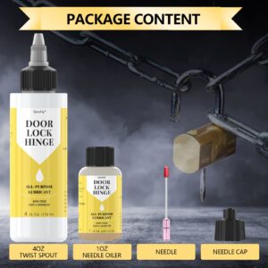 Door Hinge Lubricant kit | 4 oz + 1 oz Needle Combo, Long-Lasting Lock Lubricant, Upgraded Squeaky Door Hinge Lubricant for Door, Hinge, Lock, Tools, Bicycles - by Qucship