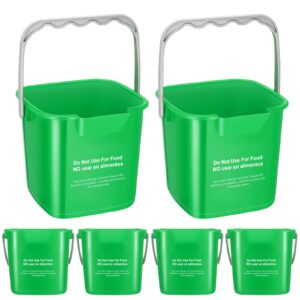 6 pcs 6 quart cleaning bucket small sanitizing square bucket detergent pail for home commercial restaurant kitchen office school (green)