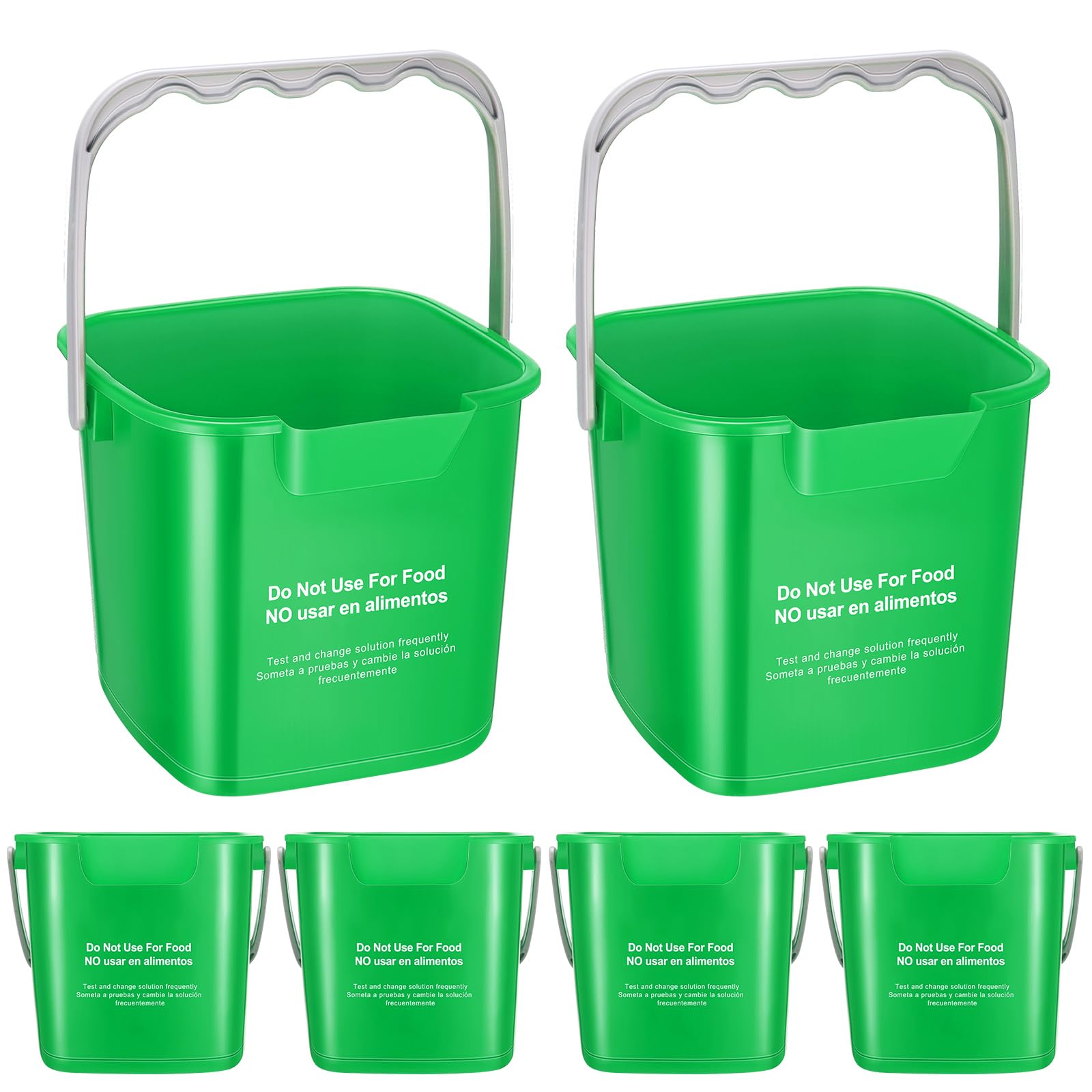 6 Pcs 6 Quart Cleaning Bucket Small Sanitizing Square Bucket Detergent Pail for Home Commercial Restaurant Kitchen Office School (Green)