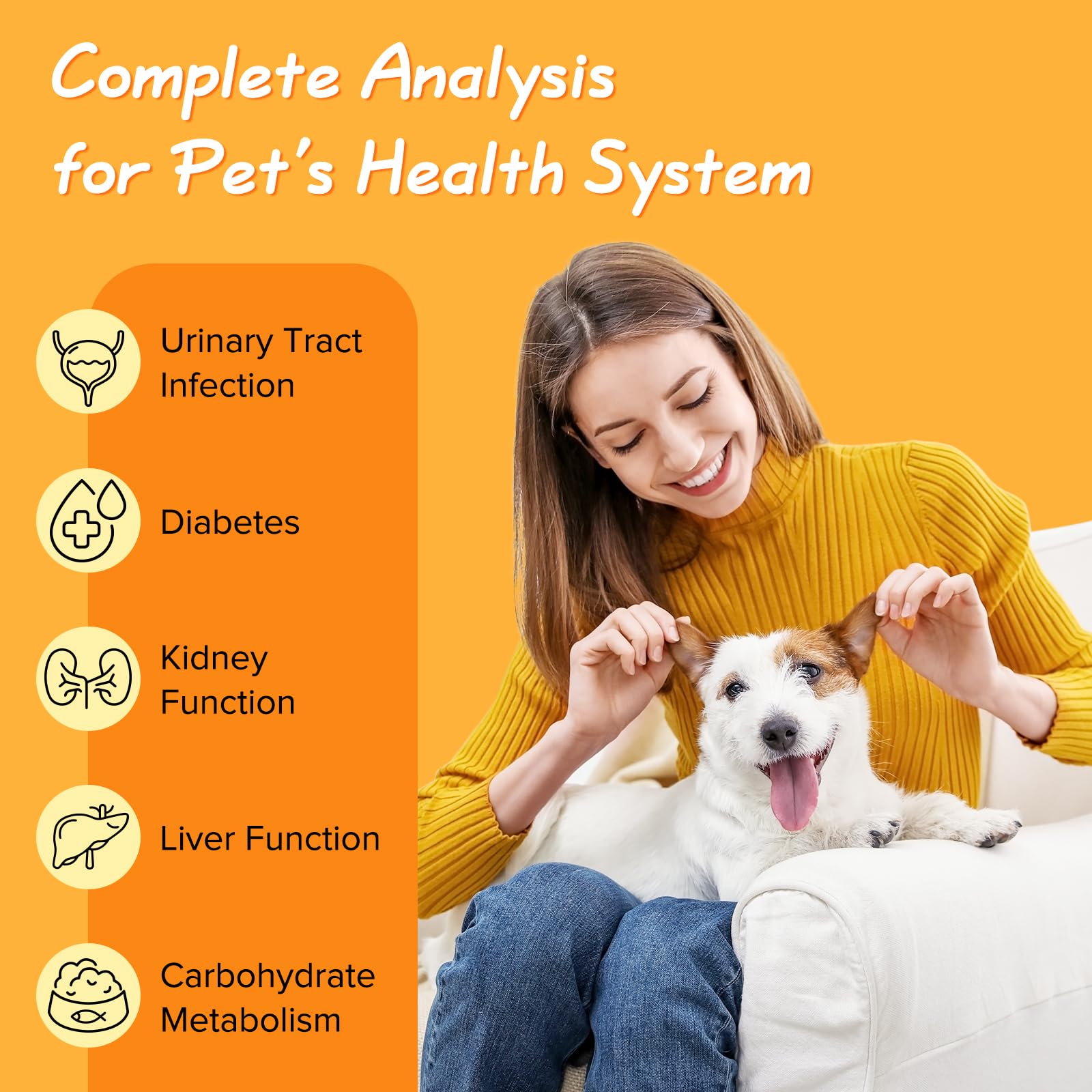 Easy@Home Pet Diabetes UTI Urine Test Strips 50 Counts, 10-in-1 Dog & Cat Urinalysis Kit Testing Glucose/Blood/Ketone/Bilirubin/pH/Protein/Urobilinogen/Nitrite/Leukocytes/SG