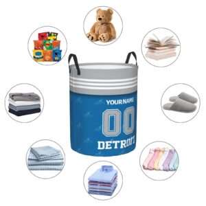 Detroit Laundry Hamper Custom Laundry Hamper with Name Number Personalized Laundry Baskets Collapsible Storage Basket for Bedroom Bathroom Football Fan Gift