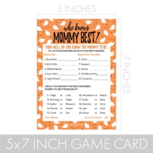 Orange Little Boo is Almost Due Halloween Baby Shower Party Games - Who Knows Mommy Best and Word Search (2 Activity Game Bundle) - Set of 20 Player Cards