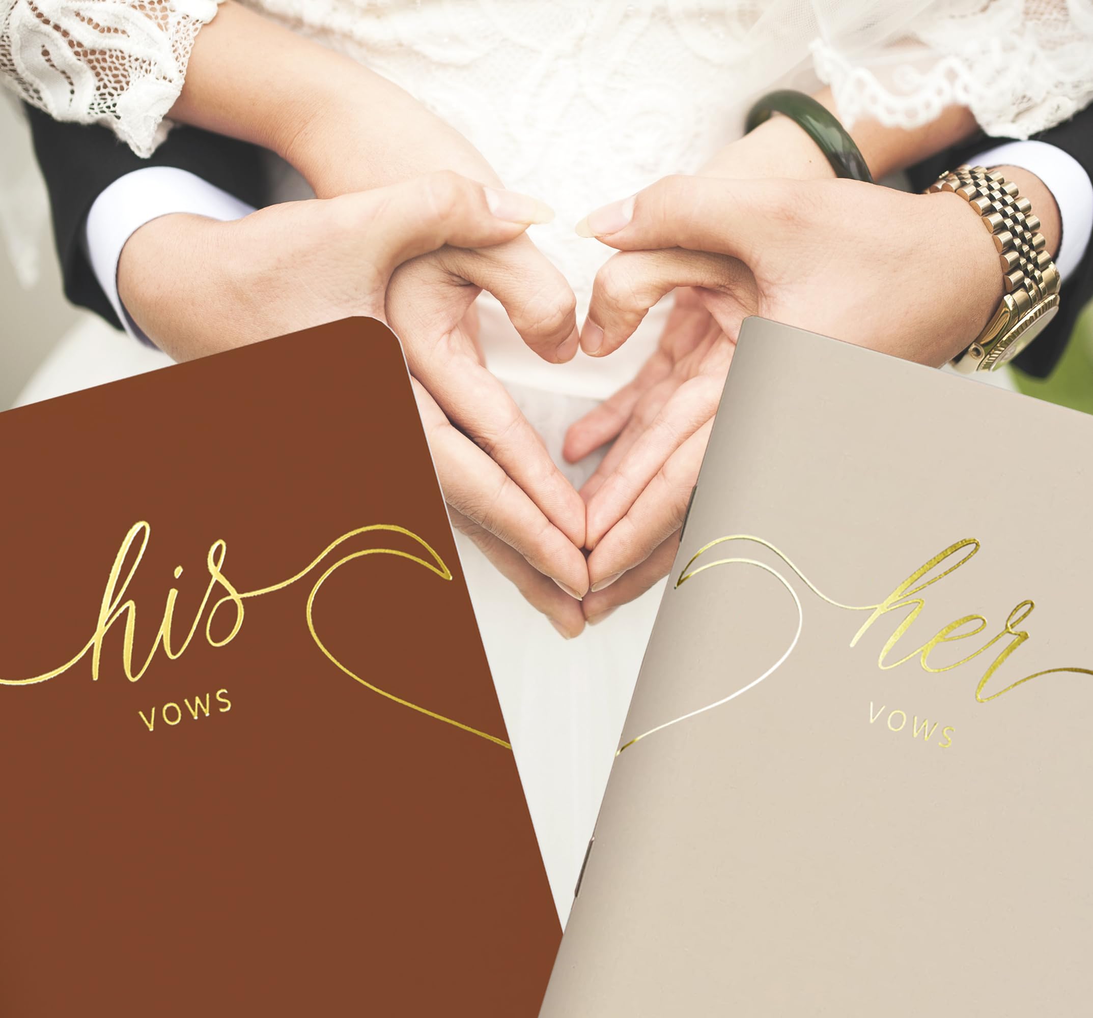 LSSH GmbH Wedding Vow Books,Original Vow Books His and Hers,Perfect Wedding Essentials for Your Wedding Day,28 Pages, 5.5" X 4" (Terracotta & beige)