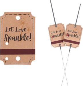 100pcs kraft wedding send-off tags with built-in match striker, rustic ‘let love sparkle’ decor craft paper sleeves for ceremony grand exit, anniversary, parties, graduation favors, engagement event