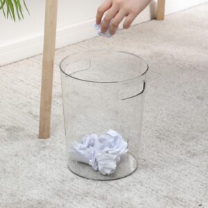 Small Trash Can, Plastic Wastebasket, Round Garbage Container, Transparent Trash Can Clear Wastebasket with Handles for Kitchen Bathroom Office Bedroom Living Roomsmall Waste Basket (M)