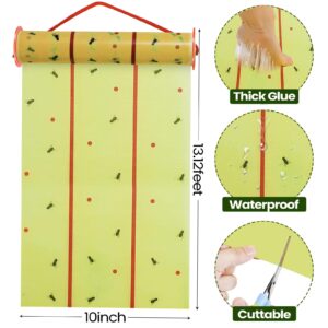 Qualirey 12 Rolls Giant Sticky Fly Traps 157 Feet Adhesive Fly Paper Fruit Fly Traps Outdoor Indoor Fly Strips Sticky Hanging Fly Tapes Gnat Bug Catcher Pest Killer for Garage Greenhouse Barn Stable