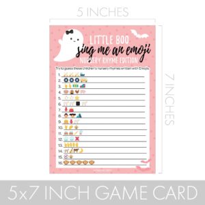 DISTINCTIVS Pink A Little Boo is Almost Due Girl Baby Shower Games - Animal Pregnancy and Emoji Picture Guessing Game (2 Game Bundle) - 20 Dual Sided Cards, Halloween Baby Shower