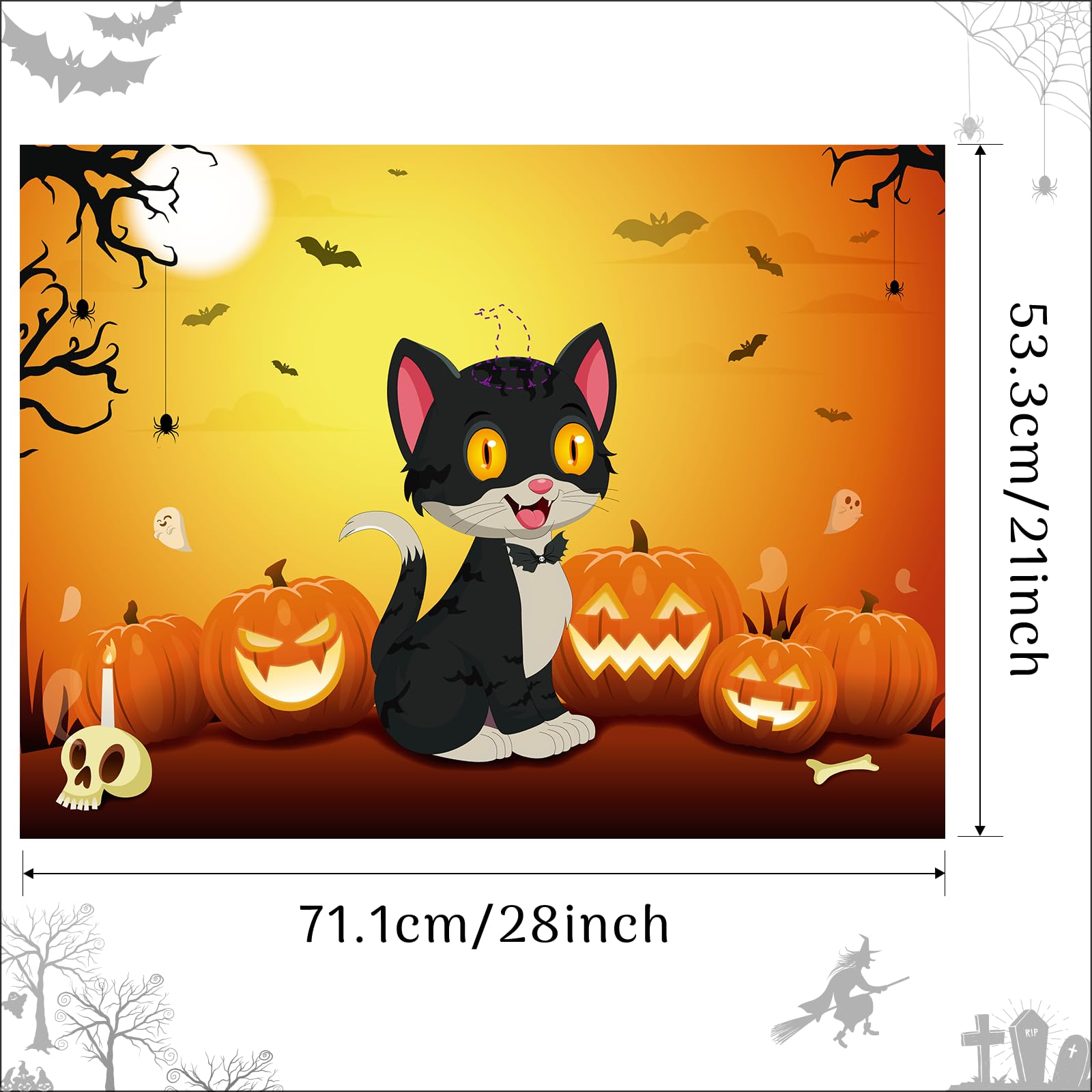 Morcheiong Halloween Game Pin The Tail on The Cat Game with 36 Hats, Halloween Party Activities Favors Supplies for Kids