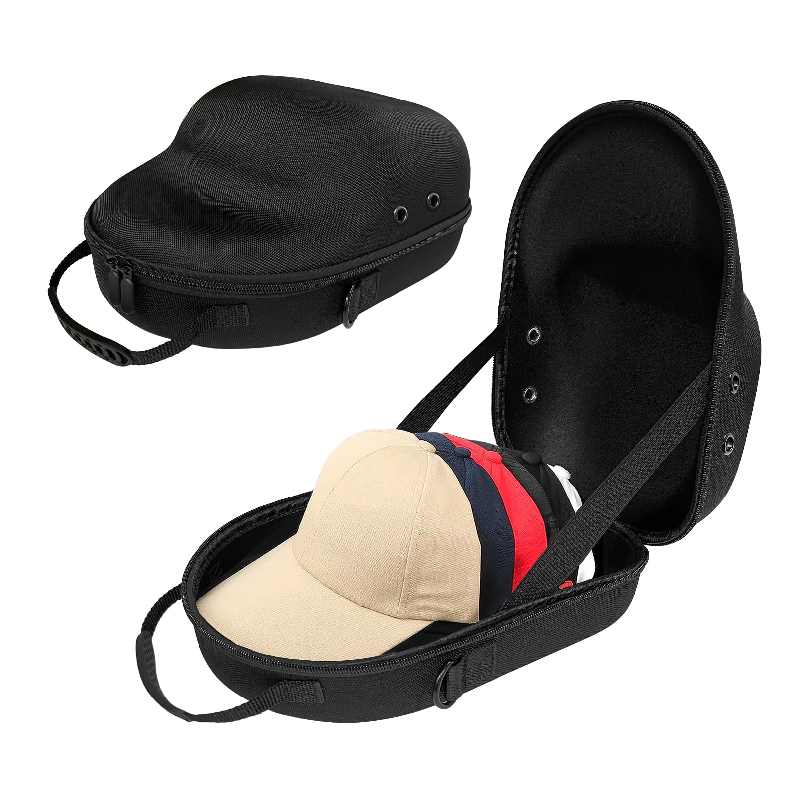 Hat Travel Case for Baseball Caps,Lids Hat Case with Carrying Handle & Adjustable Shoulder Strap,Hat Box,Baseball Cap Organizer,ball cap holder,cap carrier for 6 Caps