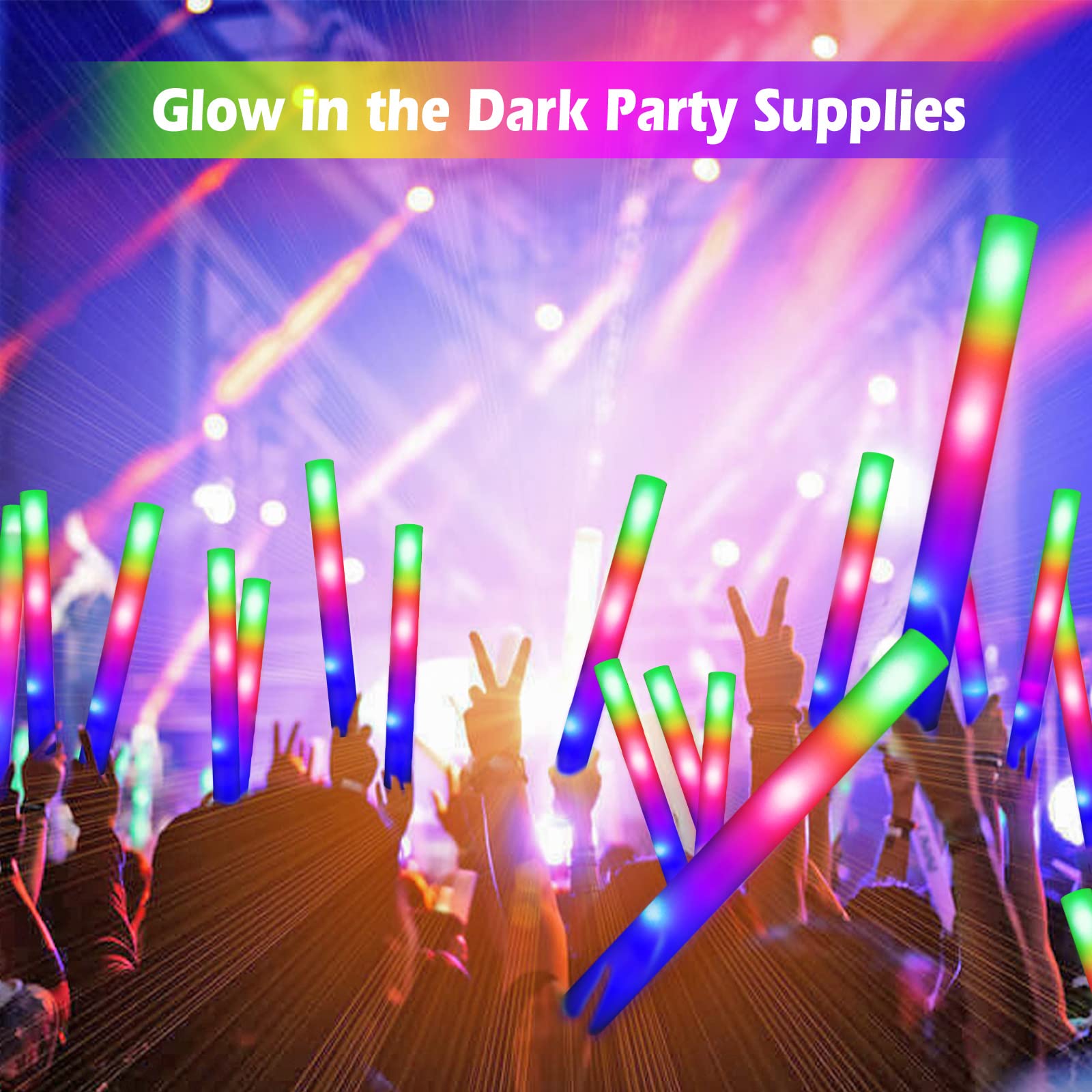 LUDILO Foam Glow Sticks Bulk Party Pack 18PCS Glow in the Dark Party Supplies for Adults Led Foam Sticks Foam Glow Sticks for KidsBirthday Wedding Dance Floor Props Concert Halloween Party Favors