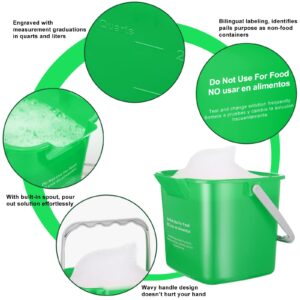 6 Pcs 6 Quart Cleaning Bucket Small Sanitizing Square Bucket Detergent Pail for Home Commercial Restaurant Kitchen Office School (Green)