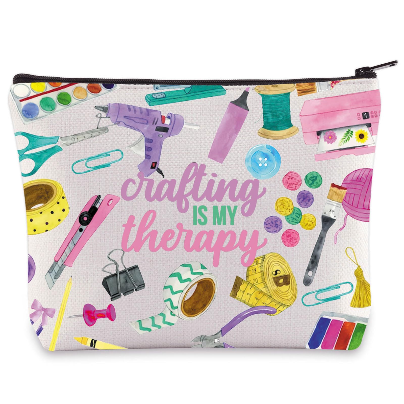 WZMPA Crafting Survival Kit Crafter Gifts Crafting Is My Therap Scrapbooking Makeup Zipper Pouch Bag Crafting Merchandise (crafting therapy)