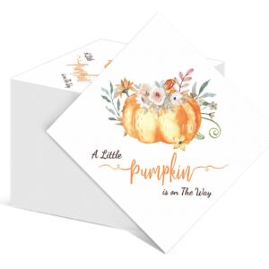 50 pack a little pumpkin is on the way disposable paper napkins little pumpkin baby shower disposable hand towel pumpkin guest napkin for boys girls party supplies for baby shower gender reveal party