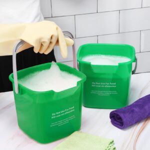 6 Pcs 6 Quart Cleaning Bucket Small Sanitizing Square Bucket Detergent Pail for Home Commercial Restaurant Kitchen Office School (Green)