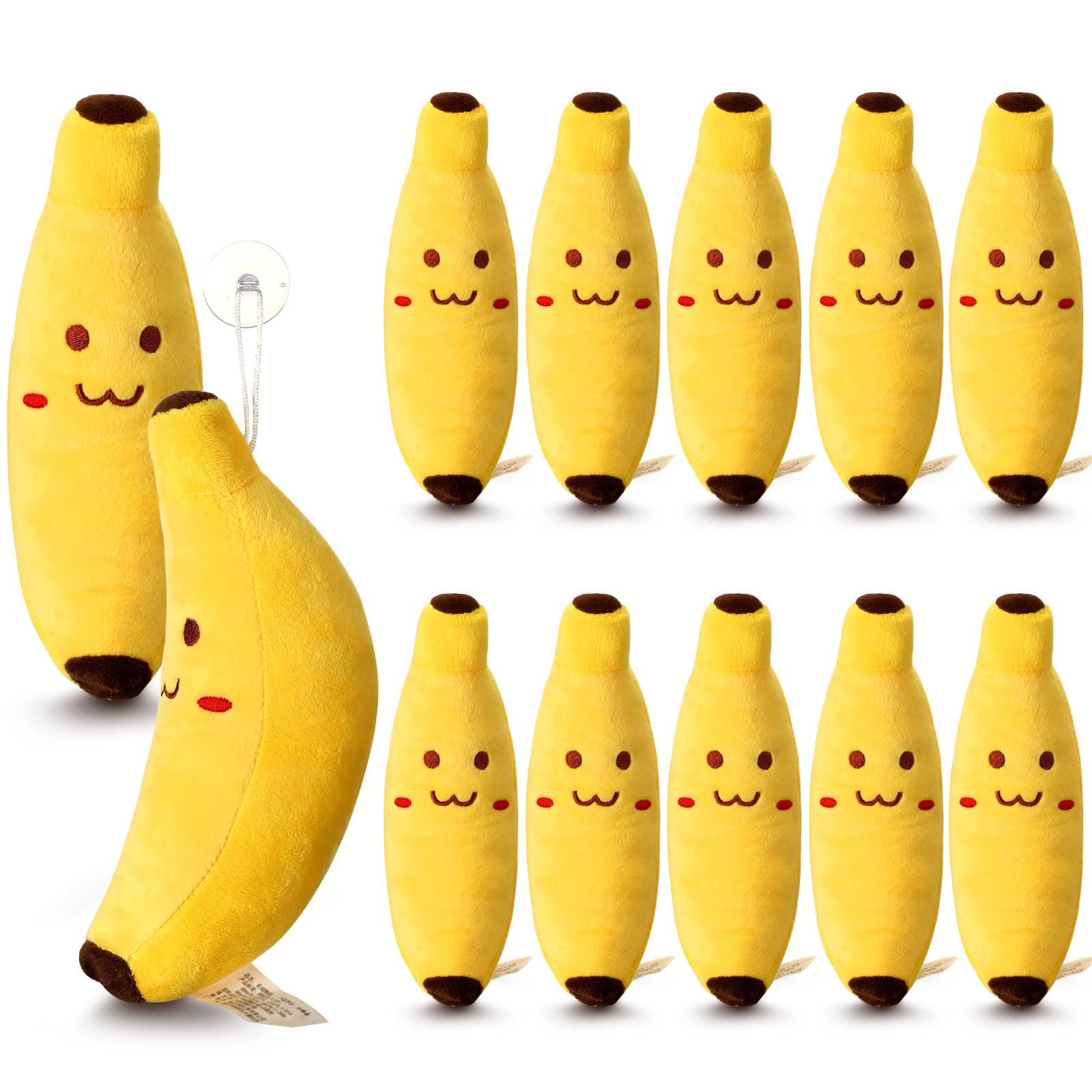 Hiboom 12 Pcs Banana Plush Pillow Stuffed 7.87 Inch, Plush Toys Banana Pillow, Cute Fruit Toy, Soft and Cute Sleeping Doll, Suitable for a Neap Pillow and a Lovely Present for Boy Girl