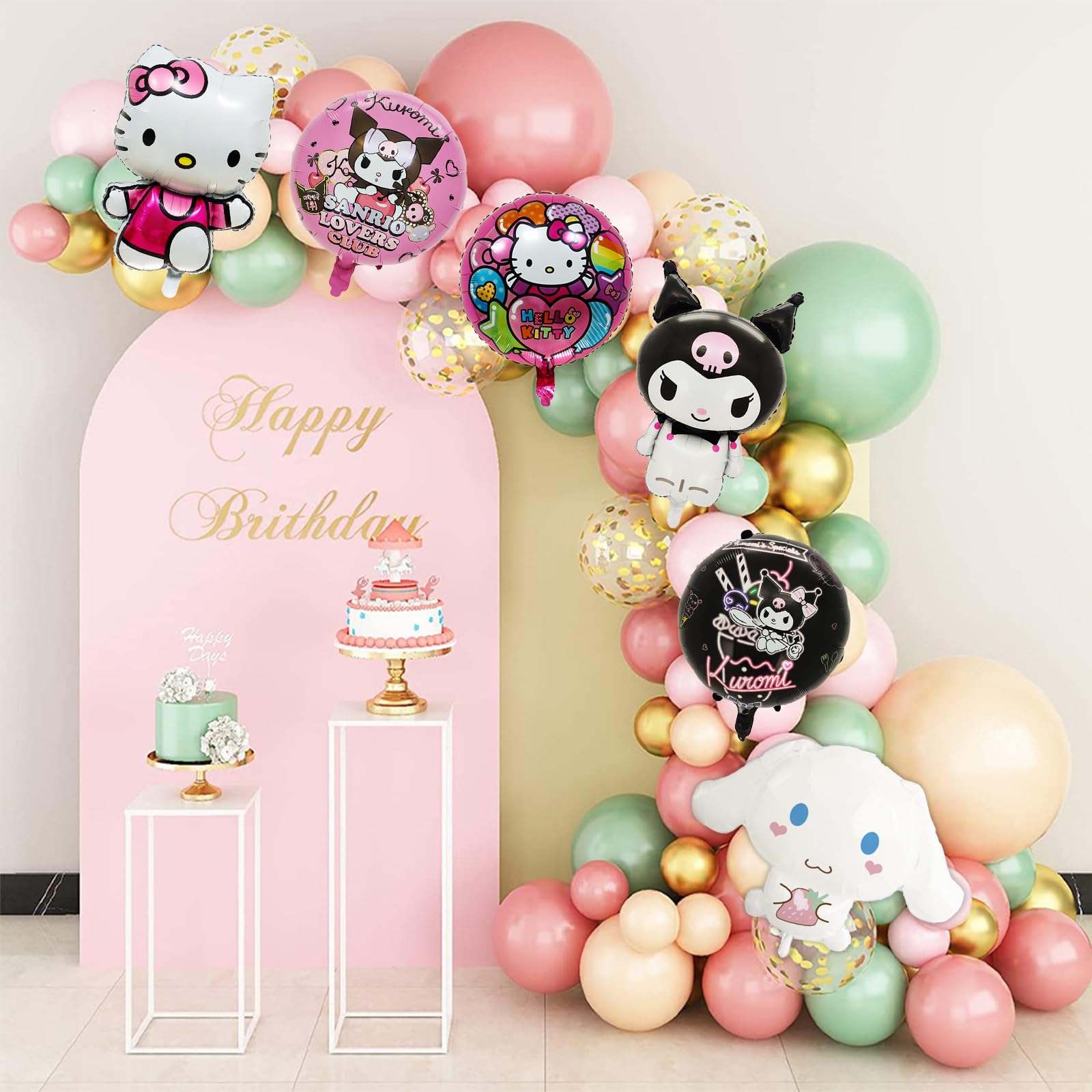 Kitty Birthday Party Supplies, 12Pcs Foil Balloons for Kawaii Party Decorations, Kitty Party Foil Balloons for Girls Kids Favors