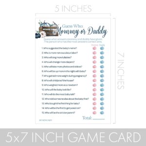 Blue Little Pumpkin Boy Baby Shower Party Games - Guess Who Mommy or Daddy and All Things Fall Matching Game (2 Game Bundle) - 20 Cards, Fall Baby Shower