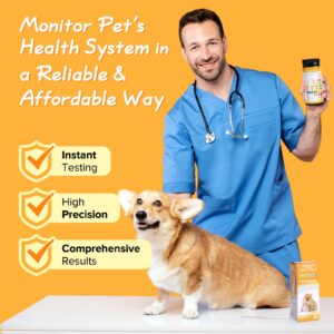 Easy@Home Pet Diabetes UTI Urine Test Strips 50 Counts, 10-in-1 Dog & Cat Urinalysis Kit Testing Glucose/Blood/Ketone/Bilirubin/pH/Protein/Urobilinogen/Nitrite/Leukocytes/SG