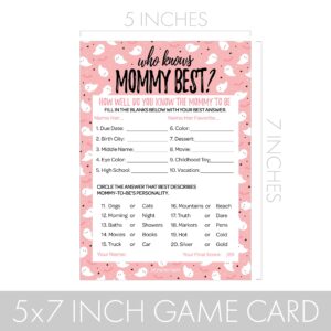 DISTINCTIVS Pink A Little Boo is Almost Due Girl Baby Shower Games - Who Knows Mommy Best and Word Search (2 Activity Game Bundle) - Set of 20 Player Cards, Halloween Baby Shower