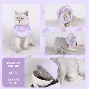 WZ PET Cat Recovery Collar Cone,Adjustable Cat Cone Collar Soft,Cone for Cat After Surgery,Kitten Cone,Purple,M