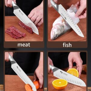 MAD SHARK Premium Santoku Knife 8 Inch, High-end Professional Best Sharp Kitchen Knife, German Stainless Steel, japanese Chef Knife, sushi knife, chef's knives, Cutting Knives - Silver