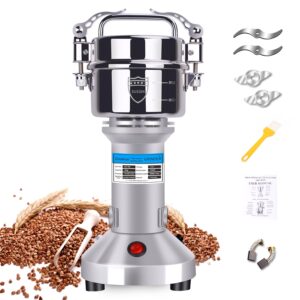 greatrue 150g electric grain mill grinder, 304 stainless steel grain mill, 1500w high speed spice grinder, electric grain mill for dry wheat, oats, corn, pepper and coffee beans